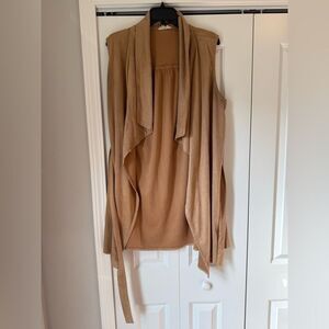 Entro Tan Waterfall Vest Duster Sleeveless Size Large